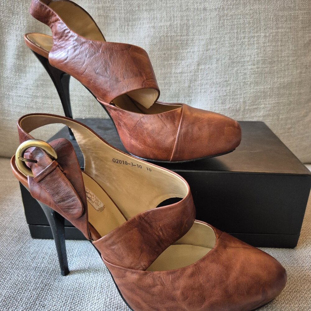 Tiffany by Baggio Soft Leather Slingback Heels – Size 10 US (41 EU)